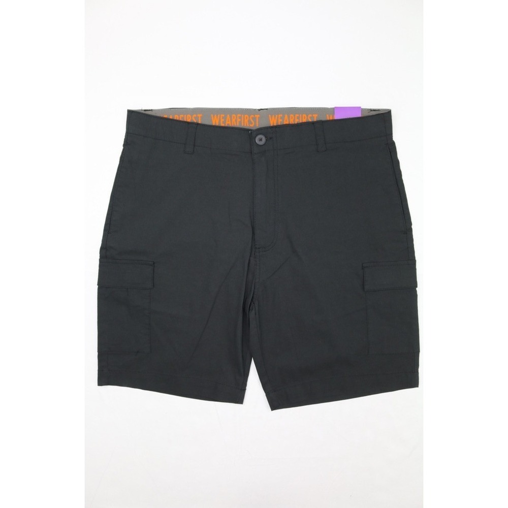 Wearfirst Mens Cargo Short Black Sz 2XL 9in Inseam Stretch Soft Touch Comfort